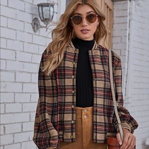 SHEIN plaid bomber jacket